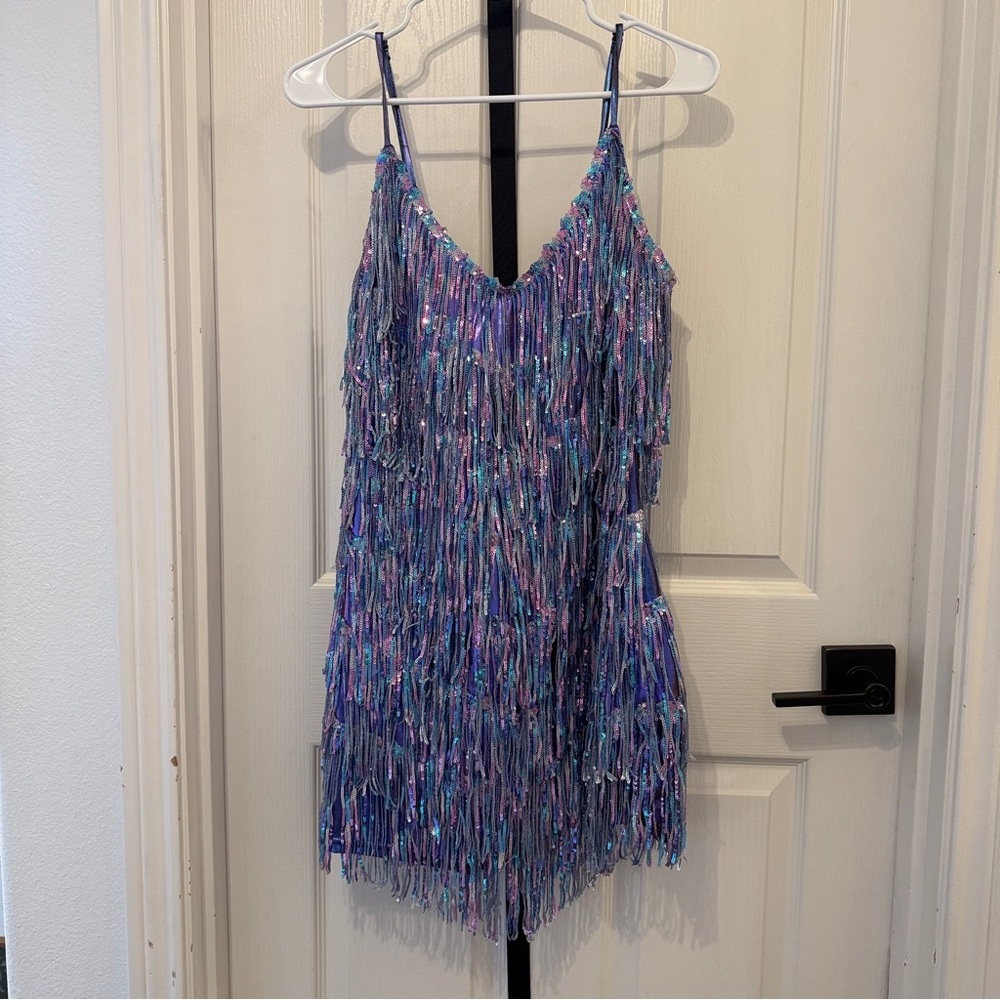 Windsor Large Christen Sequin Fringe Metallic Party Dress